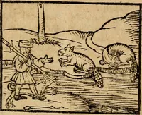 An illustration from Æsopi Phrygis Fabulae graece et latine, cum aliis quibusdam opusculis : quorum indicem sequens pagella indicabit (1616)