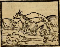 An illustration from Æsopi Phrygis Fabulae graece et latine, cum aliis quibusdam opusculis : quorum indicem sequens pagella indicabit (1616)