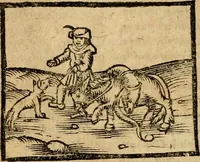 An illustration from Æsopi Phrygis Fabulae graece et latine, cum aliis quibusdam opusculis : quorum indicem sequens pagella indicabit (1616)