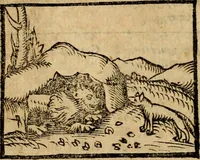 An illustration from Æsopi Phrygis Fabulae graece et latine, cum aliis quibusdam opusculis : quorum indicem sequens pagella indicabit (1616)