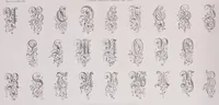An illustration from Specimen book from the Boston type foundry ...containing also a complete price list of printing material. (1889)