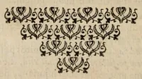 An illustration from Specimen controversiarum Belgicarum, seu, Confessio ecclesiarum Reformatarum in Belgio : cujus singulis articulis subjuncti sunt articuli discrepantes : in quibus nonnulli ecclesiarum Belgicarum doctores hodie à receptâ doctrinâ differentire videntur : in usum futurae Synodi Nationalis Latine edidit & collegit Festus Hommius ; addita est in eundem usum Harmonia Synodorum Belgicarum (1618)
