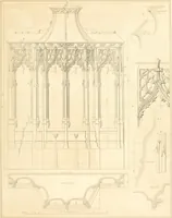 An illustration from Specimens of the architecture of Normandy, from the 16th to the 17th century. Engraved by John and Henry Le Keux (1874)
