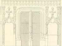 An illustration from Specimens of the architecture of Normandy, from the 16th to the 17th century. Engraved by John and Henry Le Keux (1874)
