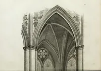 An illustration from Specimens of Gothic architecture, consisting of doors, windows, buttresses, pinnacles, &c.; with the measurements, selected from ancient buildings at Oxford &c (1825)