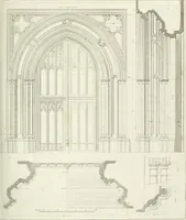 An illustration from Specimens of Gothic architecture; selected from various antient[!] edifices in England: consisting of plans, elevations, sections, and parts at large ... accompanied by historical and descriptive accounts (1823)