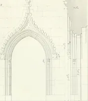 An illustration from Specimens of Gothic architecture; selected from various antient[!] edifices in England: consisting of plans, elevations, sections, and parts at large ... accompanied by historical and descriptive accounts (1823)