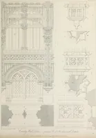 An illustration from Specimens of Gothic architecture : selected from various ancient edifices in England : consisting of plans, elevations, sections, and parts at large, calculated to exemplify the various styles, and the practical construction of this admired class of architecture (1825)
