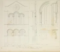An illustration from Specimens of Gothic architecture : selected from various ancient edifices in England : consisting of plans, elevations, sections, and parts at large, calculated to exemplify the various styles, and the practical construction of this admired class of architecture (1825)