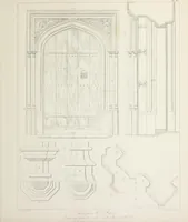 An illustration from Specimens of Gothic architecture : selected from various ancient edifices in England : consisting of plans, elevations, sections, and parts at large, calculated to exemplify the various styles, and the practical construction of this admired class of architecture (1825)