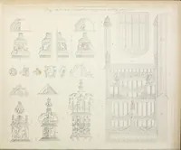 An illustration from Specimens of Gothic architecture : selected from various ancient edifices in England : consisting of plans, elevations, sections, and parts at large, calculated to exemplify the various styles, and the practical construction of this admired class of architecture (1825)