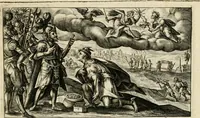 An illustration from Speculum heroicum principis omnium temporum poëtarum Homeri : id est, argumenta xxiiij librorum Iliados in quibus veri principis imago poëticè, elegantissime exprimitur = les XXIIII livres d'Homere reduict en tables demonstratives figurées (1613)