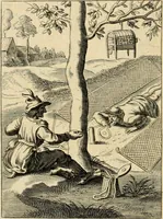 An illustration from Speculum peccatorum aspirantium ad solidam vitae emendationem, siue, Admiranda S. Augustini conversio : historica eiusdem narratione, discursibus moralibus, et emblematis adornata : cum indice concionum per quatuor octauas eiusdem diui et dominicos dies (1637)