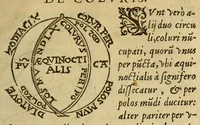 An illustration from Sphæra Ioannis de Sacrobosco, emendata. : Eliæ Vineti Santonis scholia in eandem sphæram, ab ipso auctore restituta. : Adiunximus huic libro compendium in sphæram, per Pierium Valerianum Bellunensem. : Et Petri Nonii Salaciensis demonstrationem eorum, quæ in extremo capite de climatibus Sacroboscius scribit de inæquali climatum latitudine, eodem Vineto interprete (1584)
