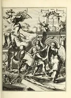 An illustration from Spiegel om wel te sterven : aanwyzende met beeltenissen van het Lyden onses zaligmaakers Jesu Christi : alles wat een zieke moet doen om gelukkig te sterven ... : door den vader David De La Vigne, Recolet (1694)
