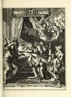 An illustration from Spiegel om wel te sterven : aanwyzende met beeltenissen van het Lyden onses zaligmaakers Jesu Christi : alles wat een zieke moet doen om gelukkig te sterven ... : door den vader David De La Vigne, Recolet (1694)
