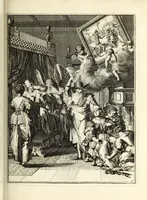 An illustration from Spiegel om wel te sterven : aanwyzende met beeltenissen van het Lyden onses zaligmaakers Jesu Christi : alles wat een zieke moet doen om gelukkig te sterven ... : door den vader David De La Vigne, Recolet (1694)