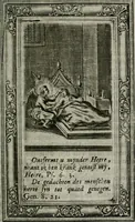 An illustration from Spiegel sonder bedrogh ofte kenisse syns selfs : vor oogen gestelt aen alle deught-minnende persoonen (1733)