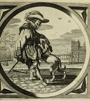 An illustration from Spiegel van den ouden ende nieuvven tijdt : bestaende uyt spreeck-vvoorden ende sinspreucken, ontleent van de voorige ende jegenvvoordige eeuvve, verlustigt door menigte van sinne-beelden, met gedichten en prenten daer op passende : dienstigh tot bericht van alle gedeelten des levens, beginnende van de kintsheyt, ende eyndigende met het eynde alles vleesch (1632)