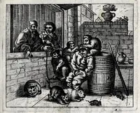 Picture 4 of 10 from Spiegel van den ouden ende nieuvven tijdt : bestaende uyt spreeck-woorden ende sinne-spreucken, ontleent van de voorige ende jegenwoordige eeuwe, verlustiget door menigte van sinne-beelden, met gedichten en prenten daer op passende (1633), leaf 201