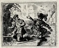 An illustration from Spiegel van den ouden ende nieuvven tijdt : bestaende uyt spreeck-woorden ende sinne-spreucken, ontleent van de voorige ende jegenwoordige eeuwe, verlustiget door menigte van sinne-beelden, met gedichten en prenten daer op passende (1633)