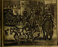 Picture 59 of 87 from Spiegel van den Ouden en Nieuwen Tydt, : bestaande uyt spreekwoorden, ontleent van de voorige en jegenwoordige eeuwe, verlustiget door meenigte van sinnebeelden, met gedichten en prenten daar op passende. : Vermeerdert met groote meenigte van spreekwoorden, door geheel het werk, met byvoeginge van nieuwe platen eu gedichten : alles in de nederlandsche tale ten gerieve van de liefhebbers der zelver, (1690), leaf 242