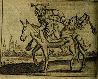 Picture 61 of 87 from Spiegel van den Ouden en Nieuwen Tydt, : bestaande uyt spreekwoorden, ontleent van de voorige en jegenwoordige eeuwe, verlustiget door meenigte van sinnebeelden, met gedichten en prenten daar op passende. : Vermeerdert met groote meenigte van spreekwoorden, door geheel het werk, met byvoeginge van nieuwe platen eu gedichten : alles in de nederlandsche tale ten gerieve van de liefhebbers der zelver, (1690), leaf 247