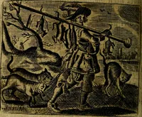 Picture 66 of 87 from Spiegel van den Ouden en Nieuwen Tydt, : bestaande uyt spreekwoorden, ontleent van de voorige en jegenwoordige eeuwe, verlustiget door meenigte van sinnebeelden, met gedichten en prenten daar op passende. : Vermeerdert met groote meenigte van spreekwoorden, door geheel het werk, met byvoeginge van nieuwe platen eu gedichten : alles in de nederlandsche tale ten gerieve van de liefhebbers der zelver, (1690), leaf 259