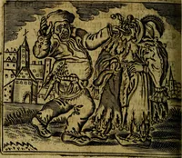 Picture 73 of 87 from Spiegel van den Ouden en Nieuwen Tydt, : bestaande uyt spreekwoorden, ontleent van de voorige en jegenwoordige eeuwe, verlustiget door meenigte van sinnebeelden, met gedichten en prenten daar op passende. : Vermeerdert met groote meenigte van spreekwoorden, door geheel het werk, met byvoeginge van nieuwe platen eu gedichten : alles in de nederlandsche tale ten gerieve van de liefhebbers der zelver, (1690), leaf 279