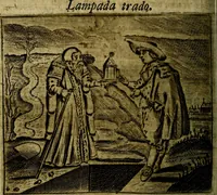 Picture 81 of 87 from Spiegel van den Ouden en Nieuwen Tydt, : bestaande uyt spreekwoorden, ontleent van de voorige en jegenwoordige eeuwe, verlustiget door meenigte van sinnebeelden, met gedichten en prenten daar op passende. : Vermeerdert met groote meenigte van spreekwoorden, door geheel het werk, met byvoeginge van nieuwe platen eu gedichten : alles in de nederlandsche tale ten gerieve van de liefhebbers der zelver, (1690), leaf 315
