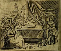 Picture 13 of 87 from Spiegel van den Ouden en Nieuwen Tydt, : bestaande uyt spreekwoorden, ontleent van de voorige en jegenwoordige eeuwe, verlustiget door meenigte van sinnebeelden, met gedichten en prenten daar op passende. : Vermeerdert met groote meenigte van spreekwoorden, door geheel het werk, met byvoeginge van nieuwe platen eu gedichten : alles in de nederlandsche tale ten gerieve van de liefhebbers der zelver, (1690), leaf 61