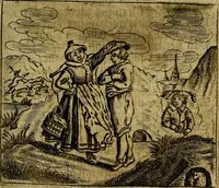 Picture 19 of 87 from Spiegel van den Ouden en Nieuwen Tydt, : bestaande uyt spreekwoorden, ontleent van de voorige en jegenwoordige eeuwe, verlustiget door meenigte van sinnebeelden, met gedichten en prenten daar op passende. : Vermeerdert met groote meenigte van spreekwoorden, door geheel het werk, met byvoeginge van nieuwe platen eu gedichten : alles in de nederlandsche tale ten gerieve van de liefhebbers der zelver, (1690), leaf 76