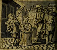 Picture 23 of 87 from Spiegel van den Ouden en Nieuwen Tydt, : bestaande uyt spreekwoorden, ontleent van de voorige en jegenwoordige eeuwe, verlustiget door meenigte van sinnebeelden, met gedichten en prenten daar op passende. : Vermeerdert met groote meenigte van spreekwoorden, door geheel het werk, met byvoeginge van nieuwe platen eu gedichten : alles in de nederlandsche tale ten gerieve van de liefhebbers der zelver, (1690), leaf 87