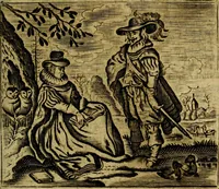 Picture 24 of 87 from Spiegel van den Ouden en Nieuwen Tydt, : bestaande uyt spreekwoorden, ontleent van de voorige en jegenwoordige eeuwe, verlustiget door meenigte van sinnebeelden, met gedichten en prenten daar op passende. : Vermeerdert met groote meenigte van spreekwoorden, door geheel het werk, met byvoeginge van nieuwe platen eu gedichten : alles in de nederlandsche tale ten gerieve van de liefhebbers der zelver, (1690), leaf 92
