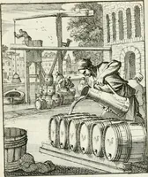 An illustration from Spiegel van 't menschelyk bedryf : vertonende hondert-verscheyde ambagten zeer konstig afgebeeld en met zeer zinryke spreuken en stigtelyke versen verrykt (1694)