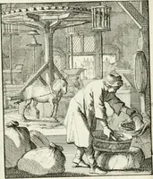 An illustration from Spiegel van 't menschelyk bedryf : vertonende hondert-verscheyde ambagten zeer konstig afgebeeld en met zeer zinryke spreuken en stigtelyke versen verrykt (1694)