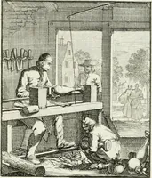 An illustration from Spiegel van 't menschelyk bedryf : vertonende hondert-verscheyde ambagten zeer konstig afgebeeld en met zeer zinryke spreuken en stigtelyke versen verrykt (1694)
