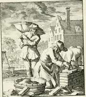 Picture 5 of 100 from Spiegel van 't menschelyk bedryf : vertonende hondert-verscheyde ambagten zeer konstig afgebeeld en met zeer zinryke spreuken en stigtelyke versen verrykt (1694), leaf 16