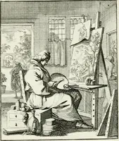 Picture 84 of 100 from Spiegel van 't menschelyk bedryf : vertonende hondert-verscheyde ambagten zeer konstig afgebeeld en met zeer zinryke spreuken en stigtelyke versen verrykt (1694), leaf 176