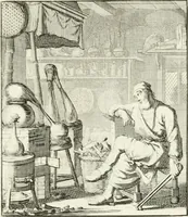 An illustration from Spiegel van 't menschelyk bedryf : vertonende hondert-verscheyde ambagten zeer konstig afgebeeld en met zeer zinryke spreuken en stigtelyke versen verrykt (1694)