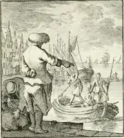An illustration from Spiegel van 't menschelyk bedryf : vertonende hondert-verscheyde ambagten zeer konstig afgebeeld en met zeer zinryke spreuken en stigtelyke versen verrykt (1694)