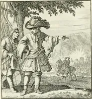 Picture 98 of 100 from Spiegel van 't menschelyk bedryf : vertonende hondert-verscheyde ambagten zeer konstig afgebeeld en met zeer zinryke spreuken en stigtelyke versen verrykt (1694), leaf 204
