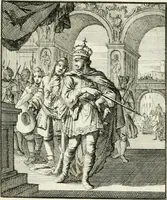 An illustration from Spiegel van 't menschelyk bedryf : vertonende hondert-verscheyde ambagten zeer konstig afgebeeld en met zeer zinryke spreuken en stigtelyke versen verrykt (1694)