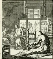 Picture 13 of 100 from Spiegel van 't menschelyk bedryf : vertonende hondert-verscheyde ambagten zeer konstig afgebeeld en met zeer zinryke spreuken en stigtelyke versen verrykt (1694), leaf 32