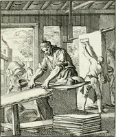 An illustration from Spiegel van 't menschelyk bedryf : vertonende hondert-verscheyde ambagten zeer konstig afgebeeld en met zeer zinryke spreuken en stigtelyke versen verrykt (1694)