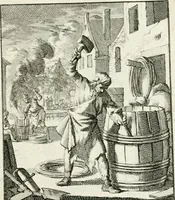 Picture 40 of 100 from Spiegel van 't menschelyk bedryf : vertonende hondert-verscheyde ambagten zeer konstig afgebeeld en met zeer zinryke spreuken en stigtelyke versen verrykt (1694), leaf 88
