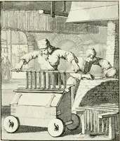 Picture 42 of 100 from Spiegel van 't menschelyk bedryf : vertonende hondert-verscheyde ambagten zeer konstig afgebeeld en met zeer zinryke spreuken en stigtelyke versen verrykt (1694), leaf 92