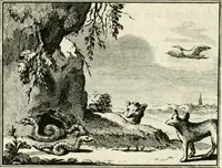 An illustration from Staat- en zedekundige zinneprenten, of, Leerzame fabelen (1731)