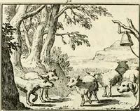 Picture 72 of 132 from Staat- en zedekundige zinneprenten, of, Leerzame fabelen (1731), leaf 215