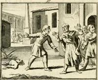 Picture 128 of 132 from Staat- en zedekundige zinneprenten, of, Leerzame fabelen (1731), leaf 353